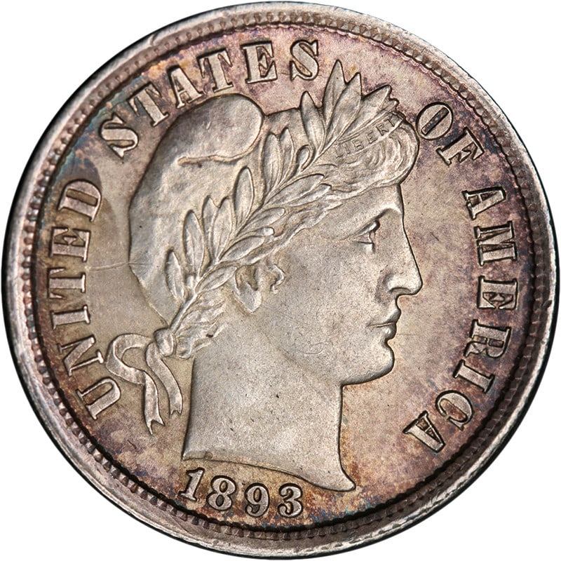 1893-P Barber Dime Choice BU+ Uncertified Silver Coin: 1893-P Barber Dime Choice BU+ Uncertified Silver Coin This stunning 1893-P Barber Dime showcases exceptional eye appeal with remarkable luster and a strong strike. The coin features superb color and s