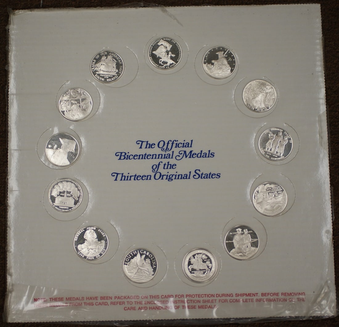 Set of 13 Sterling Silver Bicentennial Proof Medals Franklin Mint (1 of 3)