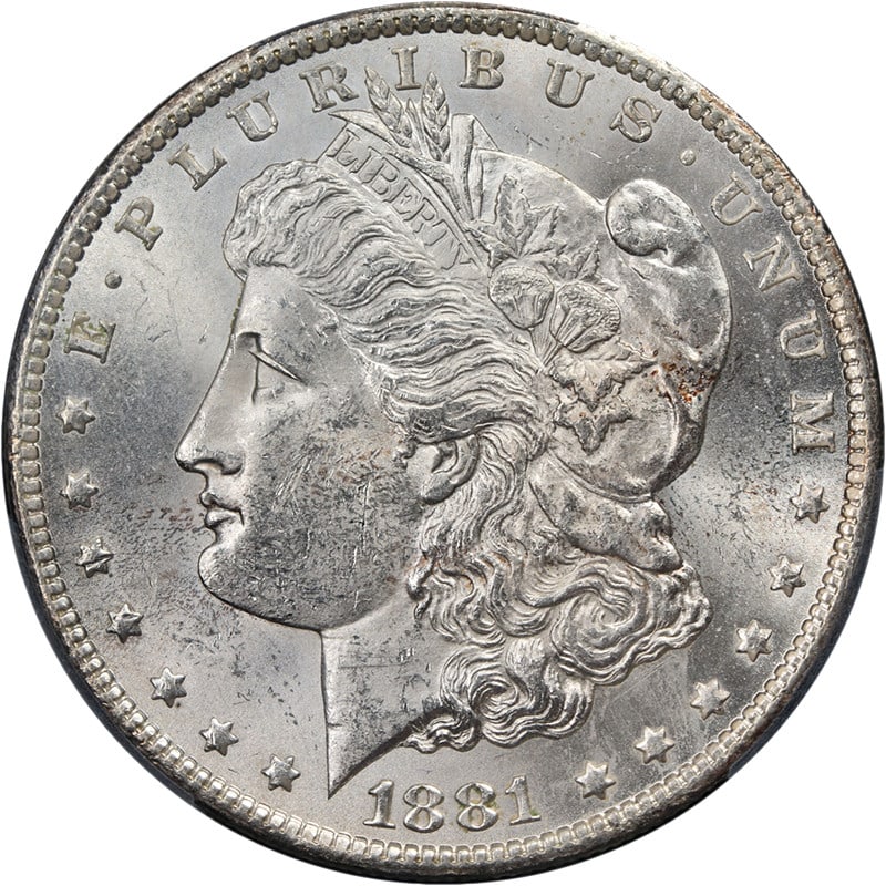 1881-CC Morgan Silver Dollar PCGS MS61 Strong Strike Silver Coin (1 of 4)