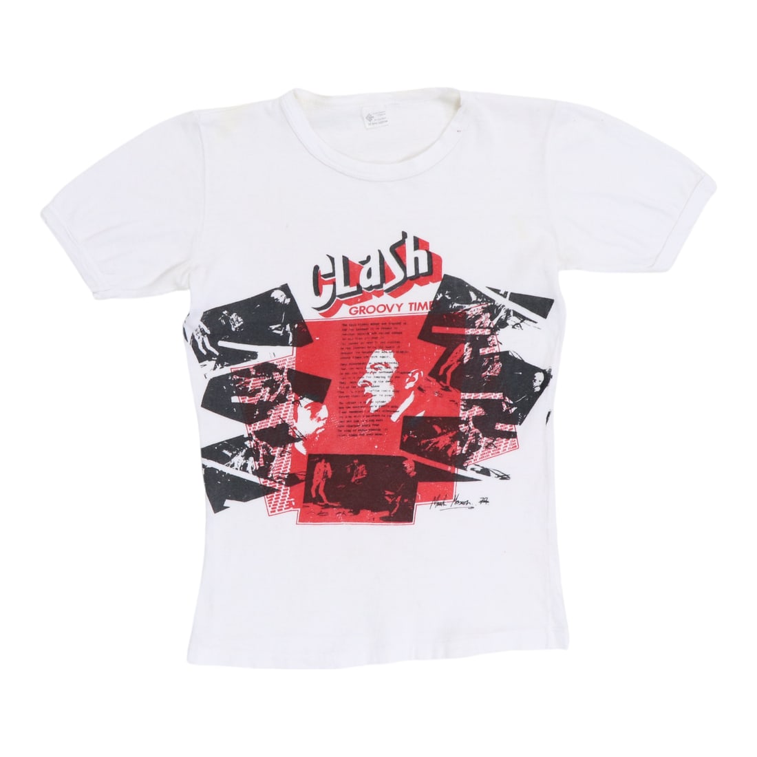 Vintage 1979 Groovy Times 100 Percent Cotton Shirt Featuring The Clash: Vintage 1979 Groovy Times 100 Percent Cotton Shirt Featuring The Clash This is an original vintage 1979 The Clash Groovy Times shirt featuring graphics on both the front and back. The shirt is made fr
