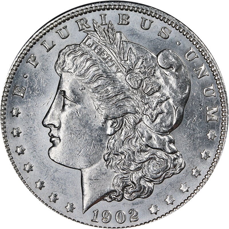 Uncirculated 1902 Philadelphia Morgan Dollar Silver Coin BU Plus: Uncirculated 1902 Philadelphia Morgan Dollar Silver Coin BU Plus This 1902-P Morgan Silver Dollar is uncirculated and features great eye appeal with fantastic luster and a well-defined strike. The coi