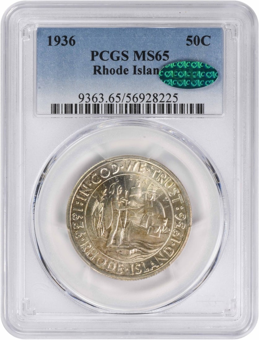 1936 Rhode Island Half Dollar 90% Silver MS65 PCGS CAC Certified (1 of 2)