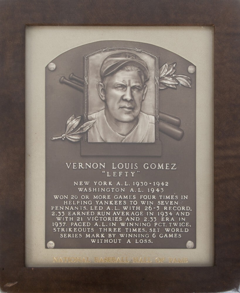 1972 Lefty Gomez Hall of Fame Plaque from Gomez Estate (1 of 3)