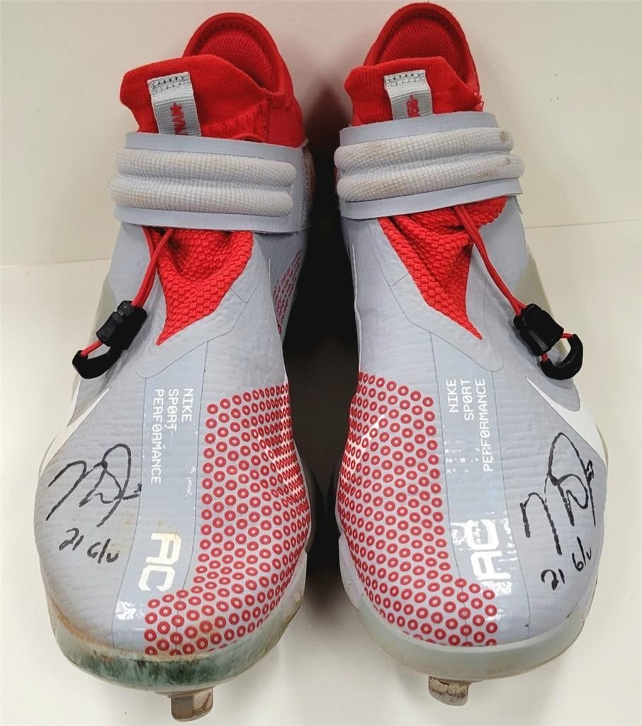 Mike Trout Signed Game Used Baseball Cleats Angels 2021 MLB: Mike Trout Signed Game Used Baseball Cleats Angels 2021 MLB Own a piece of baseball history with these game-used baseball cleats signed by Mike Trout, one of the sport's most celebrated players. These