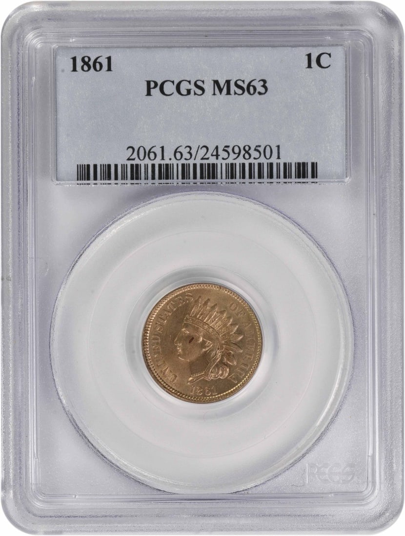 1861 Indian Head Cent MS63 PCGS Uncirculated Copper Nickel Coin (1 of 2)