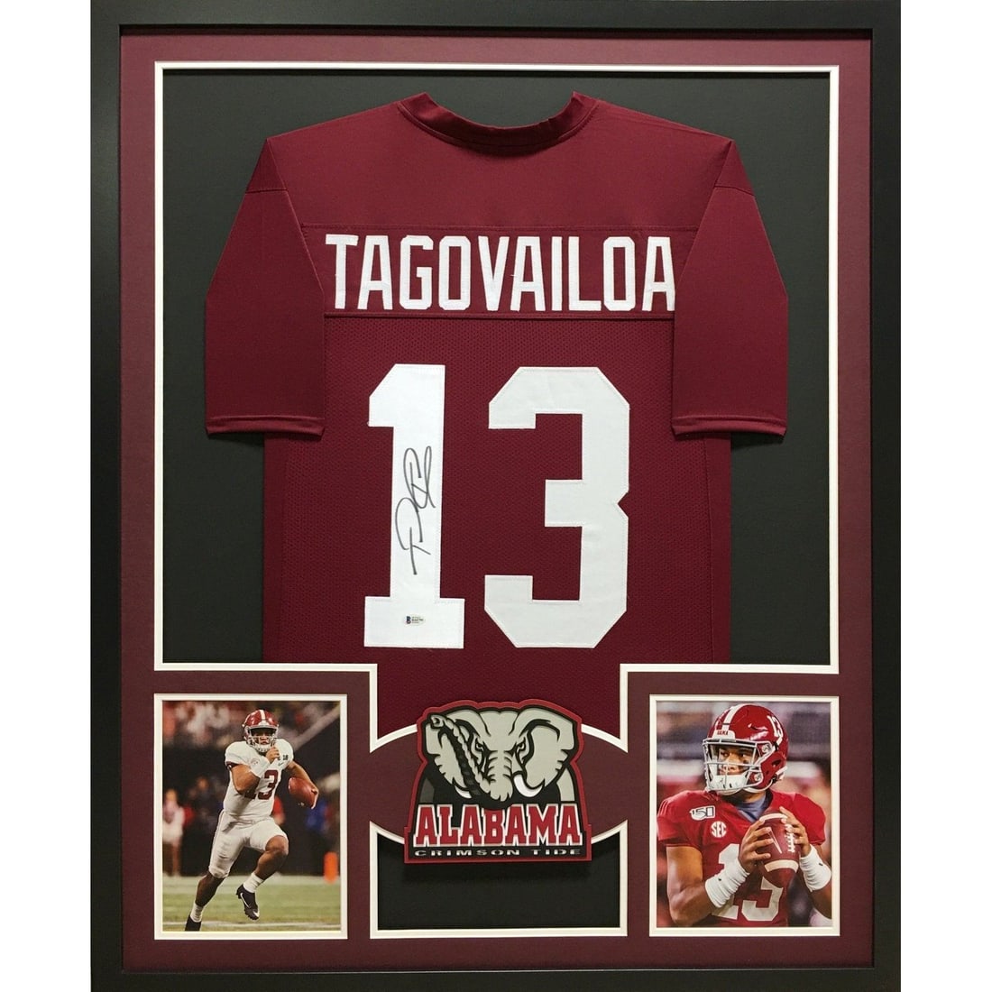 Tua Tagovailoa Alabama Signed Framed Jersey Beckett Authenticated: Tua Tagovailoa Alabama Signed Framed Jersey Beckett Authenticated Celebrate a piece of football history with this autographed Framed Jersey of Tua Tagovailoa, a standout player for the Alabama Crimson