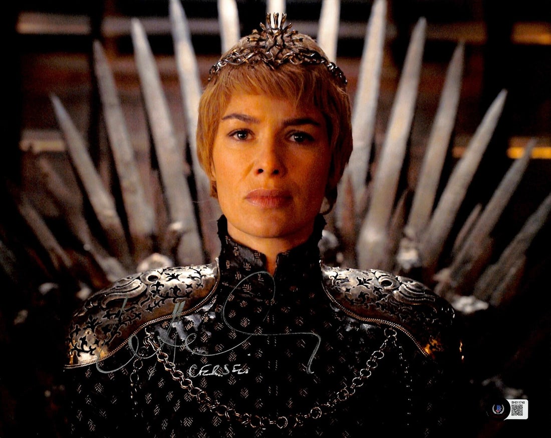 Lena Headey Cersei Lannister Signed 11x14 Photo Beckett Authenticated: Lena Headey Cersei Lannister Signed 11x14 Photo Beckett Authenticated This is an original 11x14 photograph signed by Lena Headey, renowned for her role as Cersei Lannister in the acclaimed TV series G
