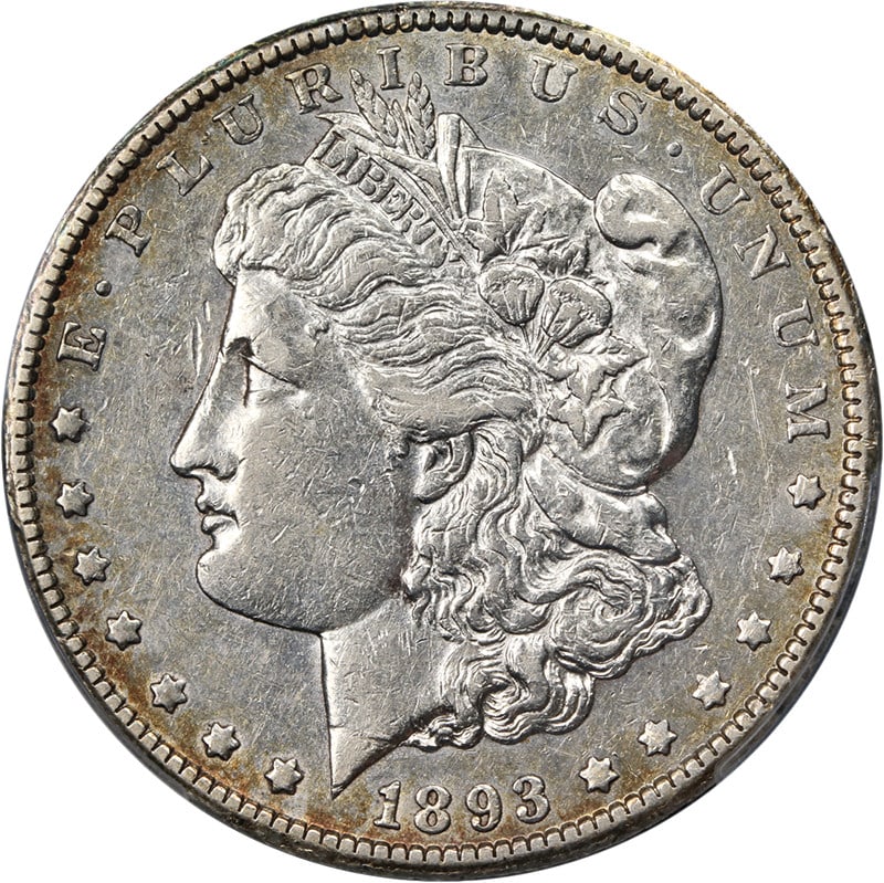 1893-CC Morgan Silver Dollar PCGS AU Details Key Date Eye Appeal: 1893-CC Morgan Silver Dollar PCGS AU Details Key Date Eye Appeal This 1893-CC Morgan Silver Dollar features a beautiful eye appeal and a solid strike. It is certified by PCGS with a grade of AU Detail