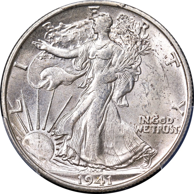 PCGS MS64 1941-S Silver Walking Liberty Half Dollar San Francisco Mint: PCGS MS64 1941-S Silver Walking Liberty Half Dollar San Francisco Mint This 1941-S Walking Liberty Half Dollar is certified by PCGS with a grade of MS64. The coin originates from the San Francisco Min