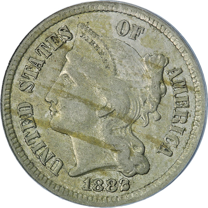 PCGS XF45 1882 Three Cent Nickel Key Date Coin (1 of 4)