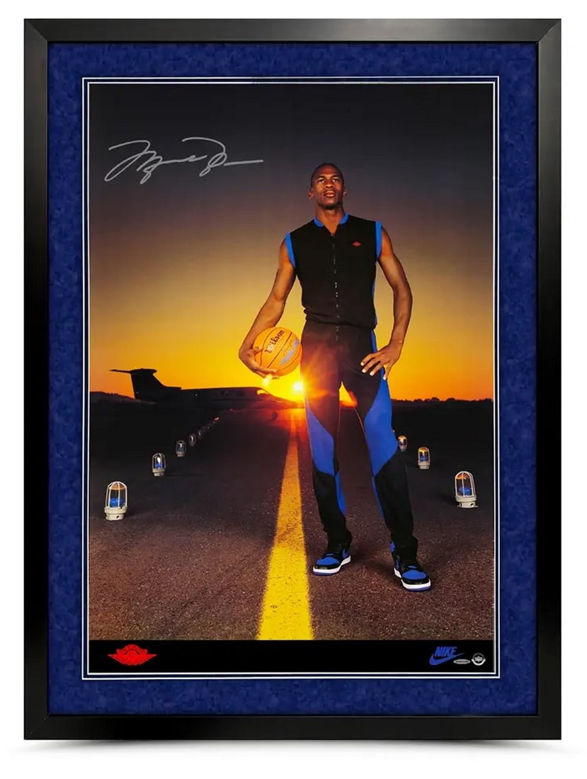 Michael Jordan Signed 24x35 Framed Runway Photo Upper Deck Authenticated: Michael Jordan Signed 24x35 Framed Runway Photo Upper Deck Authenticated Celebrate the legacy of Michael Jordan with this stunning autographed 24x35 photo, featuring the iconic 'Runway' design. This a