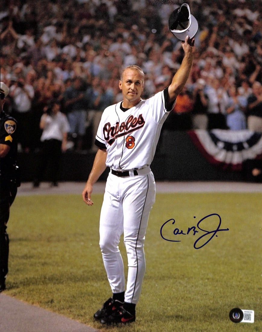 Cal Ripken Jr autographed 11x14 photo with Beckett certification Orioles HOF: Cal Ripken Jr autographed 11x14 photo with Beckett certification Orioles HOF This 11x14 photograph features Cal Ripken Jr., legendary Hall of Fame baseball player for the Baltimore Orioles. The photo
