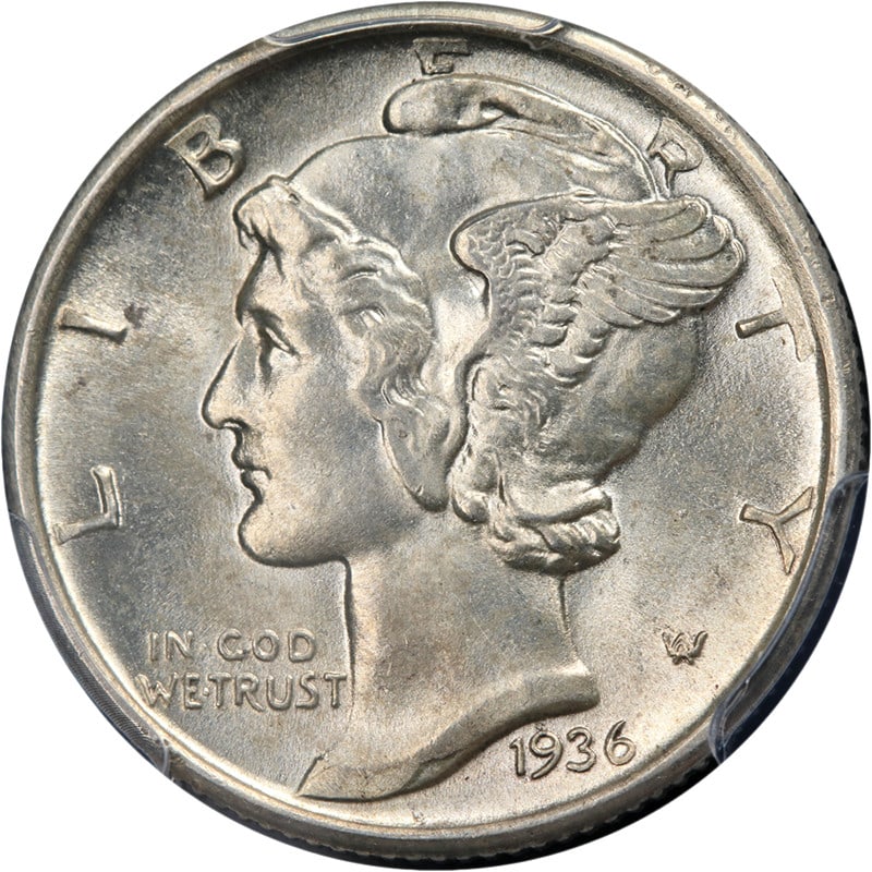 1936-D Mercury Dime PCGS MS65 FB Strong Strike Silver Coin: 1936-D Mercury Dime PCGS MS65 FB Strong Strike Silver Coin This stunning 1936-D Mercury Dime is certified by PCGS with a grade of MS65 FB, indicating it is in uncirculated condition. The coin features