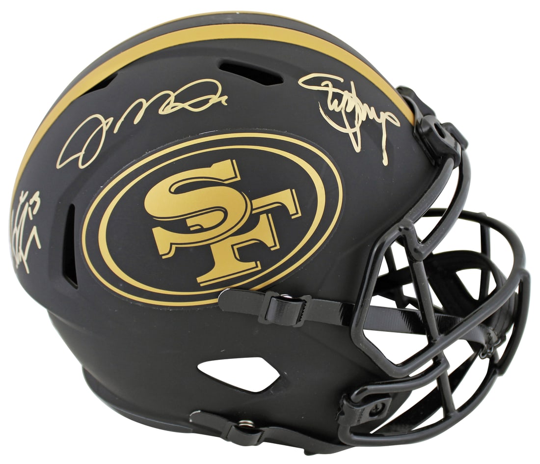 49ers Signed Eclipse Full Size Speed Helmet Purdy Montana Young BAS Fanatics: 49ers Signed Eclipse Full Size Speed Helmet Purdy Montana Young BAS Fanatics This autographed San Francisco 49ers Eclipse Riddell Full Size Speed Replica Helmet features the signatures of legendary pl
