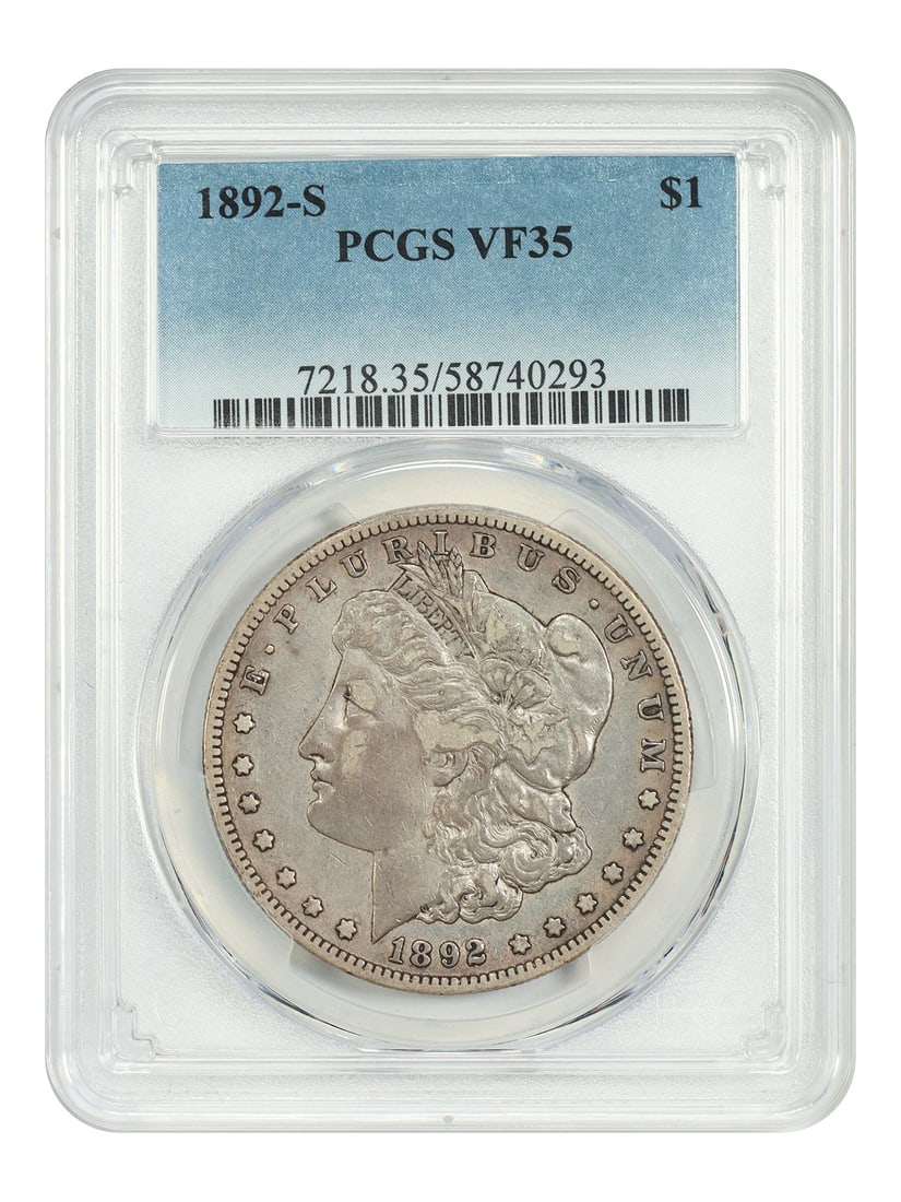 PCGS Graded 1892-S Morgan Silver Dollar VF35 Key San Francisco Mint: PCGS Graded 1892-S Morgan Silver Dollar VF35 Key San Francisco Mint This is an 1892-S Morgan Dollar graded VF35 by PCGS. This key date coin was struck in San Francisco and is part of the Morgan Dollar