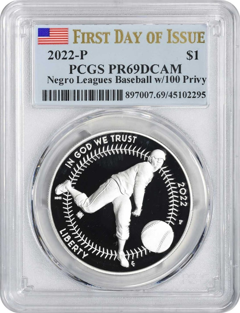 2022-P Negro Leagues Baseball Silver Dollar PR69DCAM PCGS Proof Coin (1 of 2)
