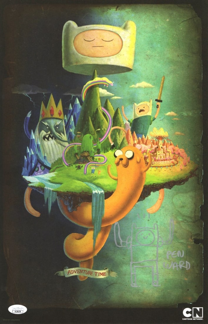 Pendleton Ward Signed Adventure Time 11x17 Poster JSA Authenticated: Pendleton Ward Signed Adventure Time 11x17 Poster JSA Authenticated This original 11X17 poster features the autograph of Pen Ward, the creator of the beloved series Adventure Time. It comes with authe