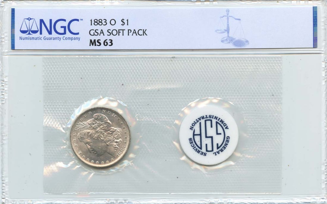 1883-O Morgan Dollar NGC MS63 Uncirculated New Orleans: 1883-O Morgan Dollar NGC MS63 Uncirculated New Orleans This 1883-O Morgan Dollar is a stunning piece of numismatic history, certified by NGC with a grade of MS63, indicating its uncirculated condition