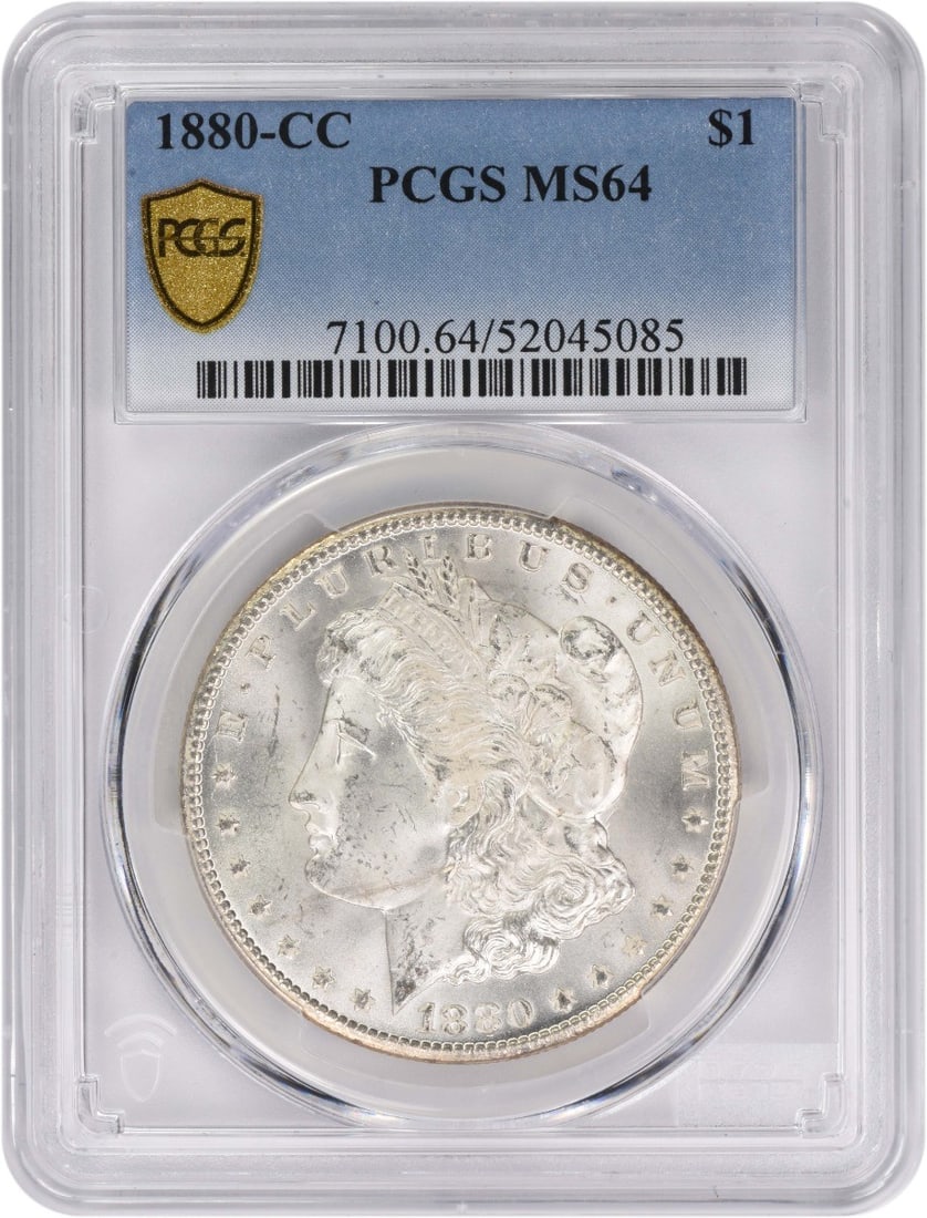 PCGS MS64 1880 Carson City Morgan Dollar Silver Coin: PCGS MS64 1880 Carson City Morgan Dollar Silver Coin This 1880-CC Morgan Silver Dollar is graded MS64 by PCGS and was minted in Carson City. Struck from an alloy of 90% silver and 10% copper, this unc