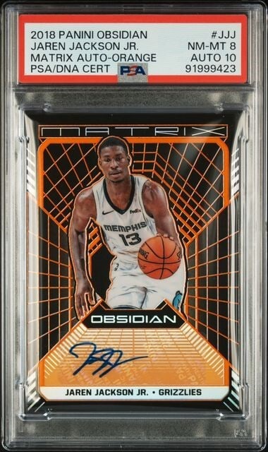 Jaren Jackson Jr 2018 Panini Obsidian Matrix Orange Auto PSA 8/25 #JJJ (1 of 2)