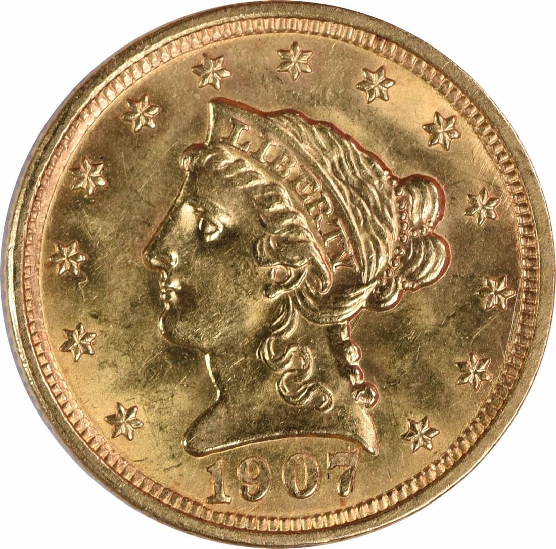 1907 Liberty Head $2.50 Gold Coin Choice BU Uncertified (1 of 2)