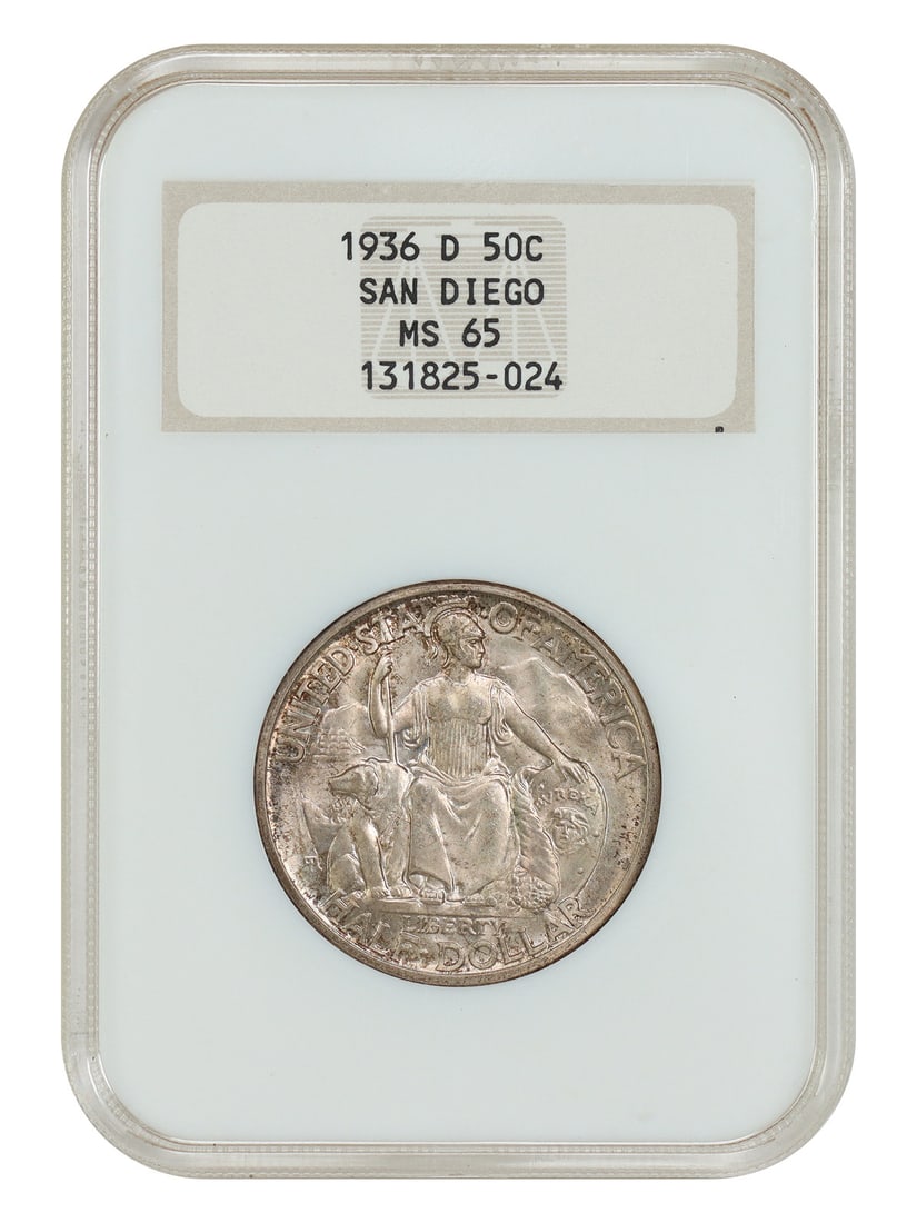 San Diego 1936-D Half Dollar NGC MS65 Old Holder Silver Commemorative Coin (1 of 4)