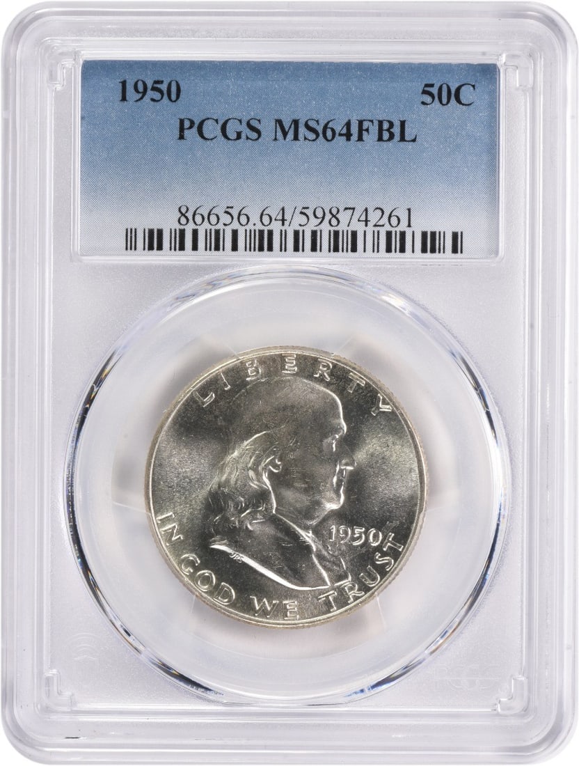 1950 Franklin Silver Half Dollar MS64FBL Certified PCGS (1 of 2)