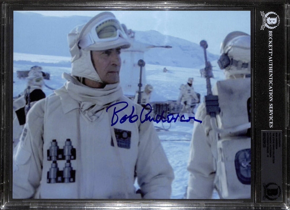 8x10 Star Wars Hoth Rebel Photo Signed by Bob Anderson Beckett 10 Autograph: 8x10 Star Wars Hoth Rebel Photo Signed by Bob Anderson Beckett 10 Autograph This is an original 8x10 photograph signed by Bob Anderson, who portrayed a Hoth Rebel Soldier in Star Wars: The Empire Stri