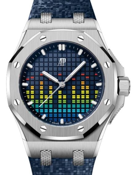 Royal Oak Offshore Music Edition Blue Dial Watch Ref 77600TI.OO.A343CA.01 Card 2022: Royal Oak Offshore Music Edition Blue Dial Watch Ref 77600TI.OO.A343CA.01 Card 2022 This Audemars Piguet Royal Oak Offshore Music Edition features a striking blue dial and is crafted with a titanium b