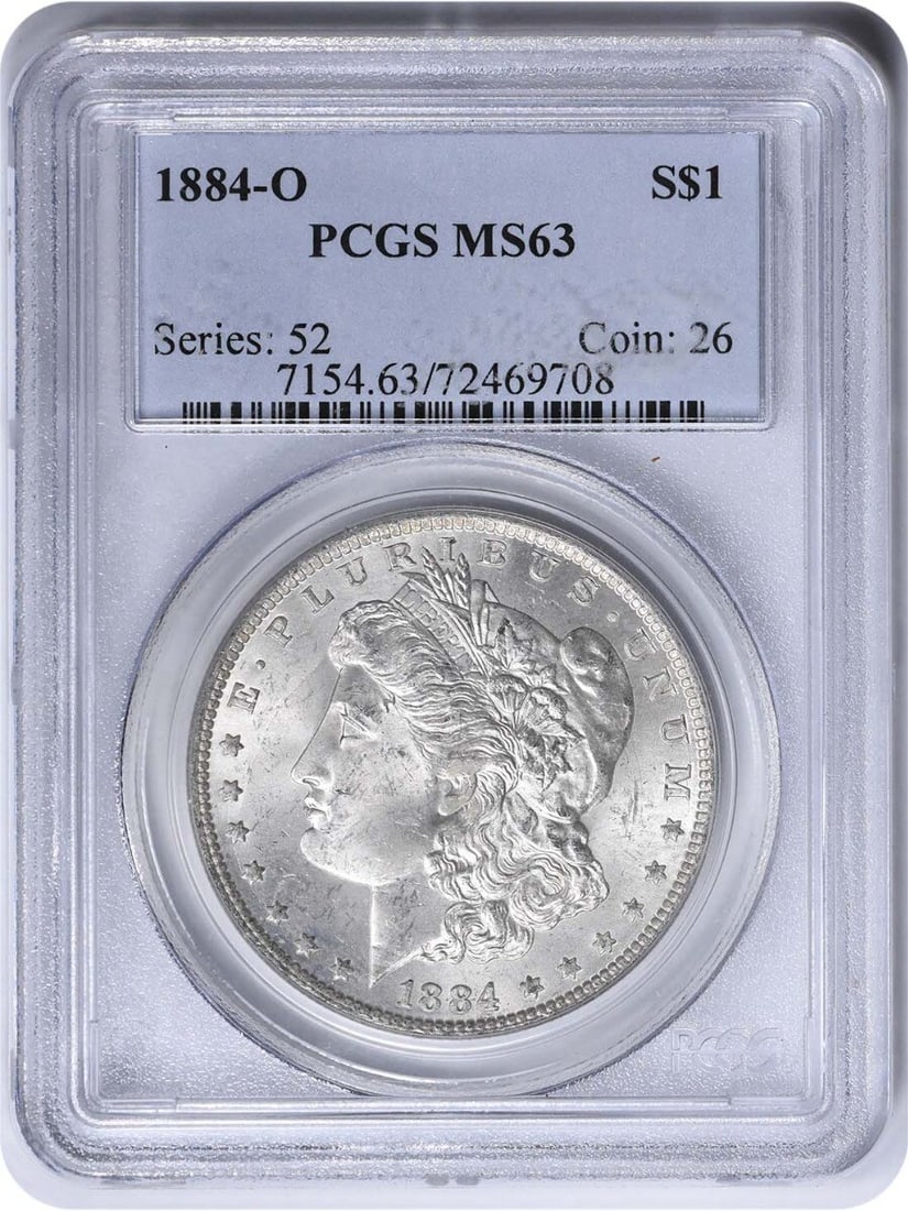 PCGS MS63 Morgan Dollar 1884-O VAM 5B New Orleans Silver $1: PCGS MS63 Morgan Dollar 1884-O VAM 5B New Orleans Silver $1 This 1884-O Morgan Silver Dollar features a VAM 5B variety and is graded MS63 by PCGS. Struck in New Orleans, the coin is composed of 90% si