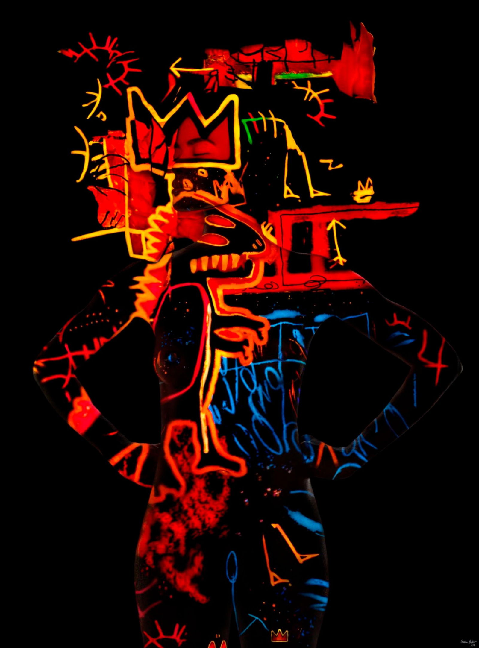 Framed Photography by Giuliano Bekor JM Basquiat-GB5 Ed. 2/8 66 x 48 Inches: Framed Photography by Giuliano Bekor JM Basquiat-GB5 Ed. 2/8 66 x 48 Inches Presenting 'JM Basquiat-GB5', a captivating framed photography piece by Giuliano Bekor. This original fine art photography,