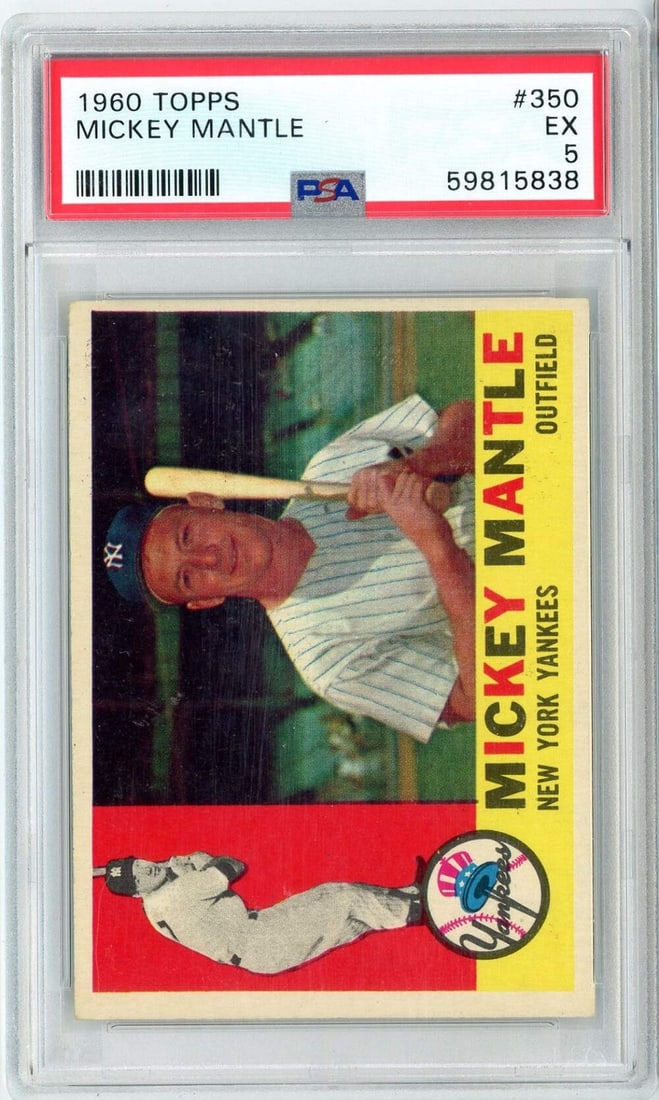 1960 Topps Mickey Mantle Card #350 PSA 5 Excellent New York Yankees (1 of 2)