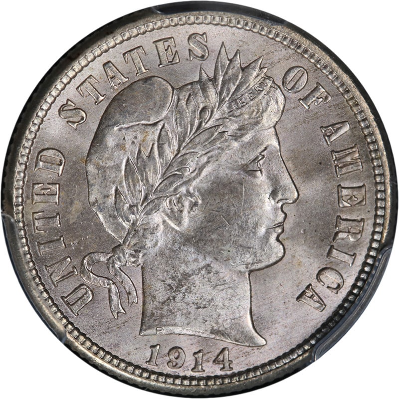 1914-P Barber Dime PCGS MS64 Silver Coin Strong Strike (1 of 4)