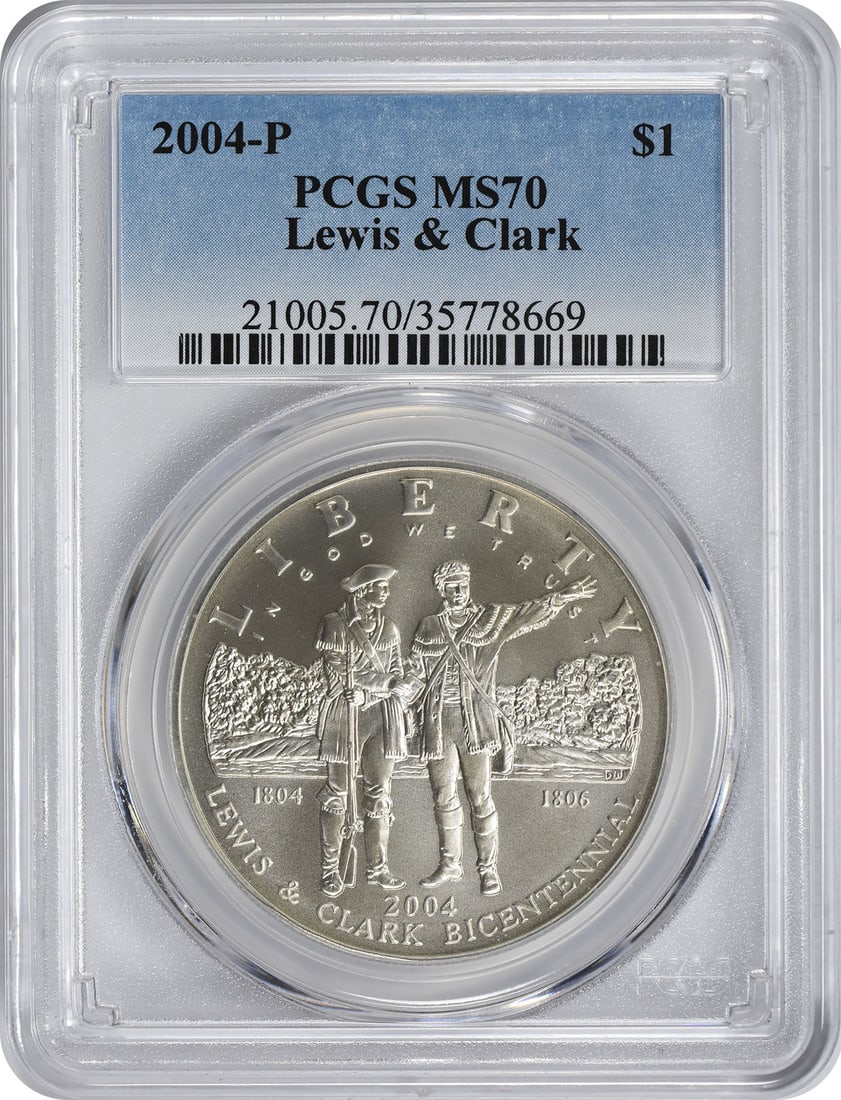 PCGS MS70 2004-P Lewis and Clark Silver Commemorative Dollar Coin (1 of 2)