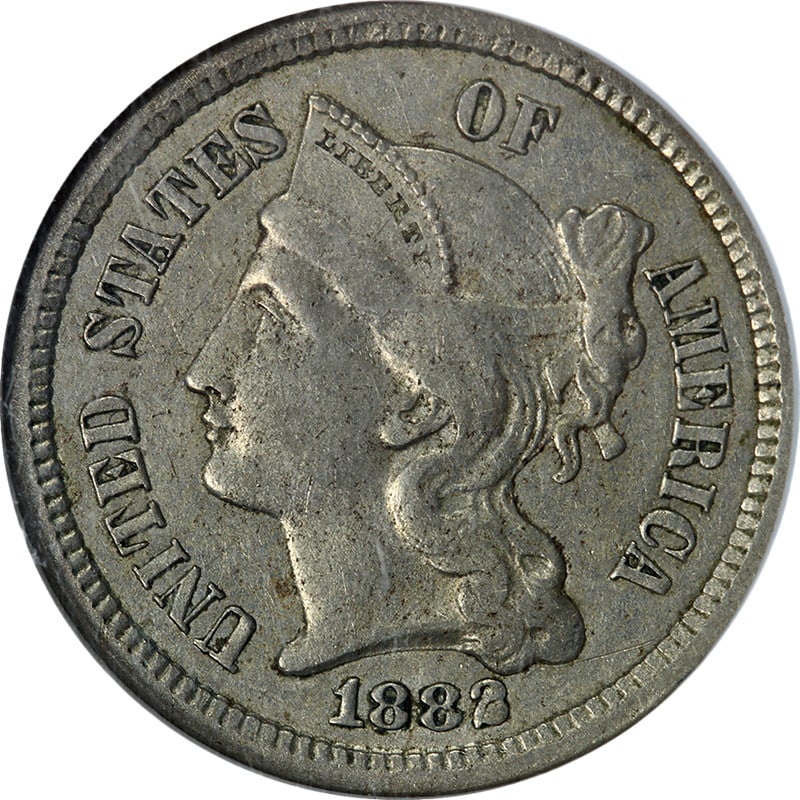 1882 Three Cent Nickel NGC AU58 Key Date with Superb Eye Appeal (1 of 4)