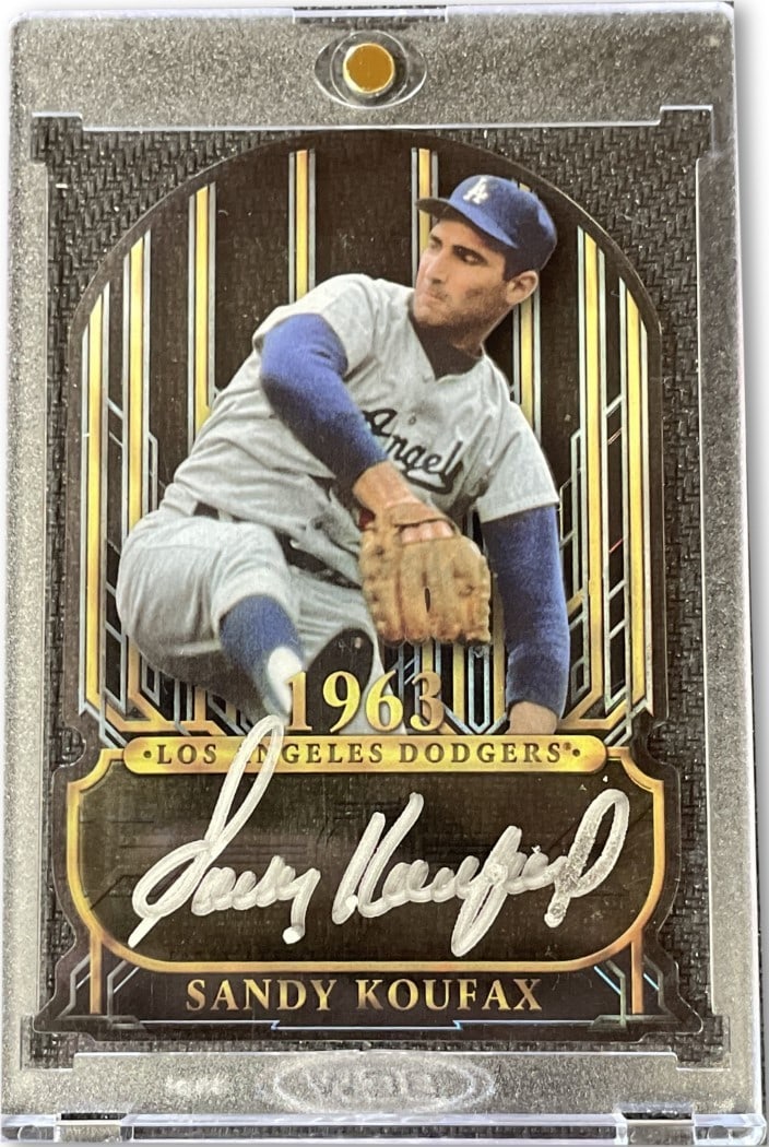 Sandy Koufax 2015 Topps Tribute Die Cut Card #TTV-SK 16/30: Sandy Koufax 2015 Topps Tribute Die Cut Card #TTV-SK 16/30 This is a 2015 Topps Tribute To the Victors die cut card featuring the legendary Sandy Koufax, a celebrated player of the Los Angeles Dodgers