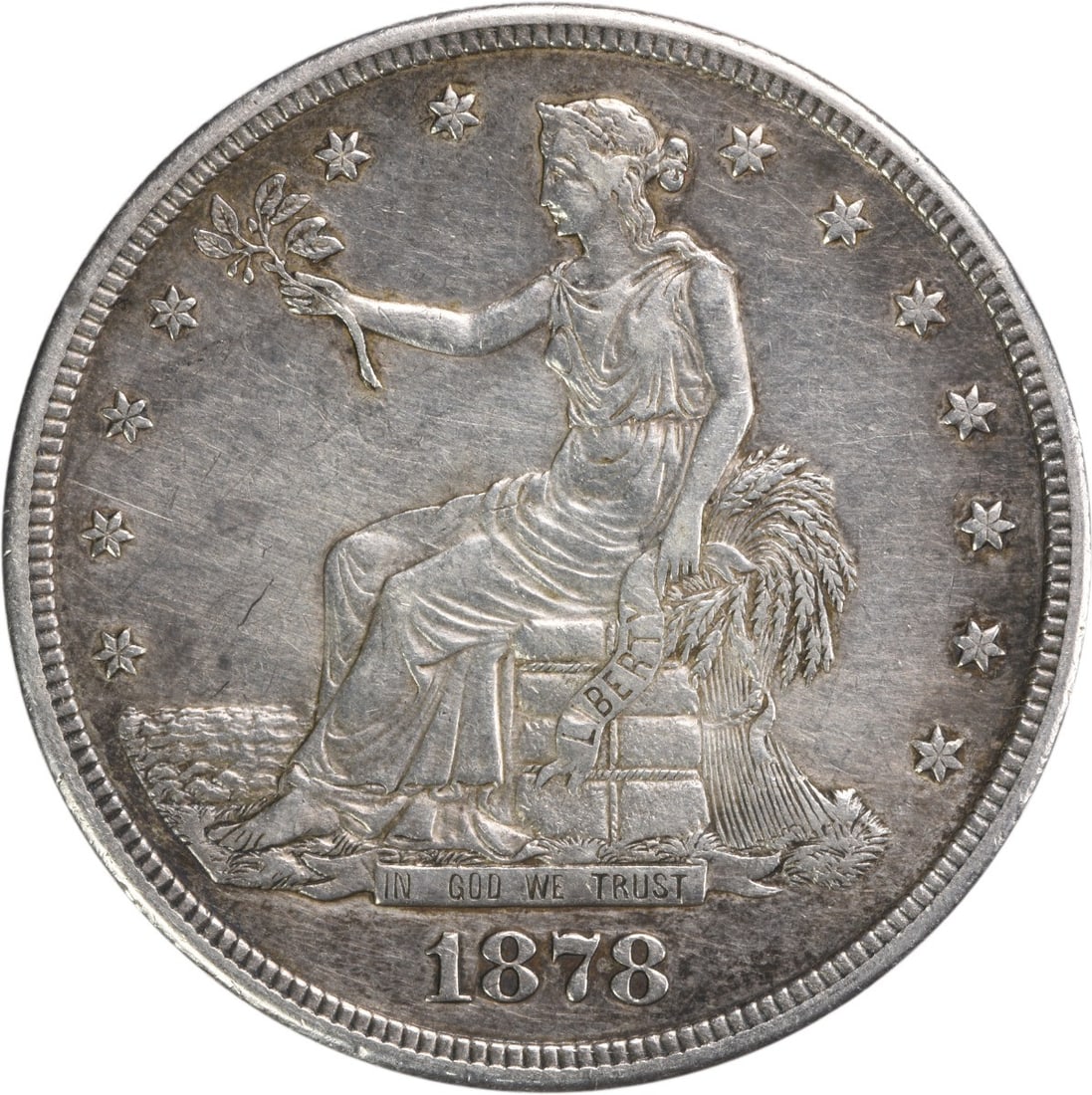 1878-S Trade Silver Dollar EF Uncertified 90% Silver by William Barber: 1878-S Trade Silver Dollar EF Uncertified 90% Silver by William Barber This 1878-S Trade Silver Dollar is an excellent find for collectors and enthusiasts alike. Struck in San Francisco, this coin fea