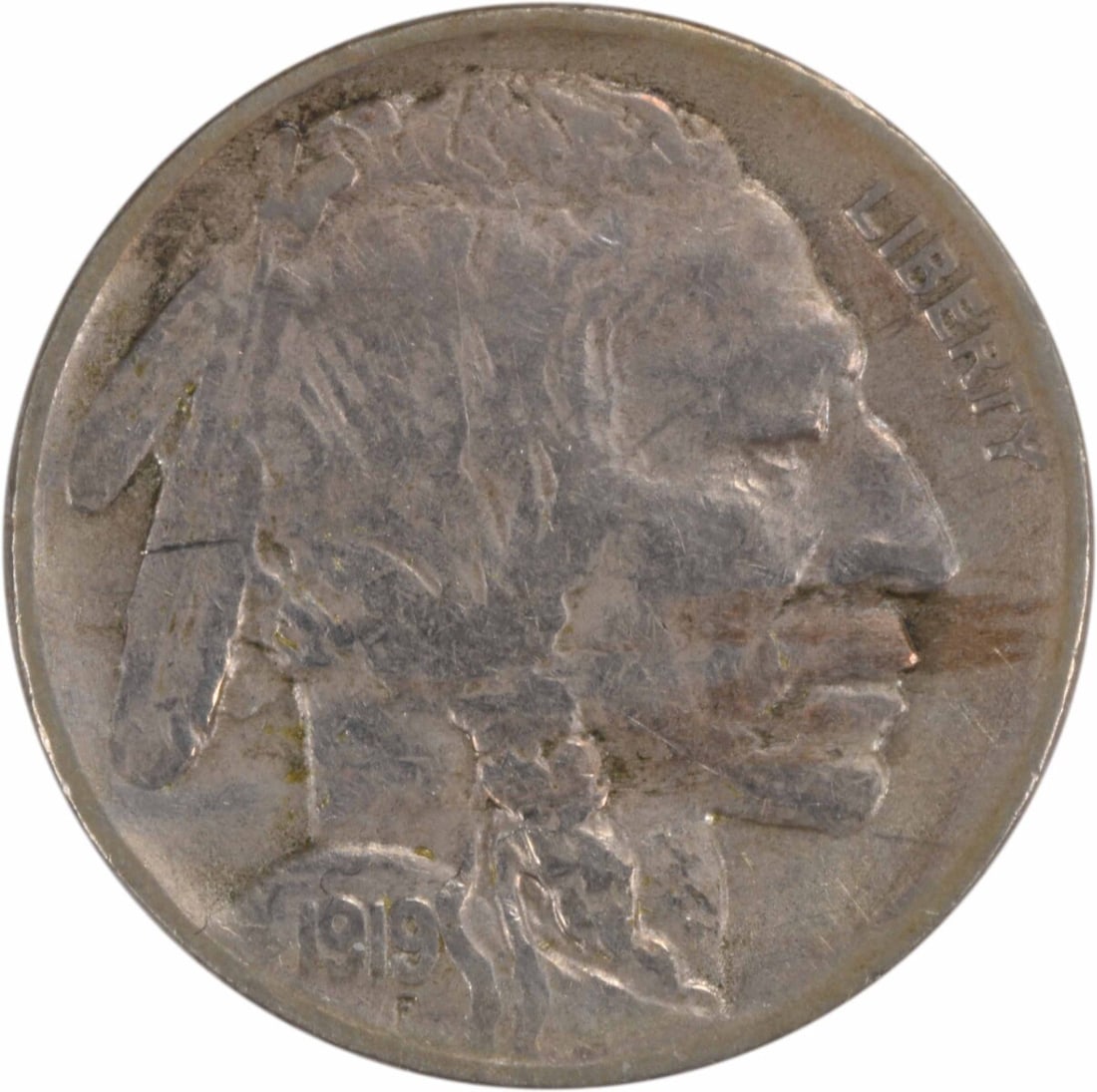 1919 San Francisco Buffalo Nickel Extra Fine Uncertified US Coin: 1919 San Francisco Buffalo Nickel Extra Fine Uncertified US Coin This is a 1919-S Buffalo Nickel from the United States, featuring a design by James Earle Fraser. The coin is circulated and in Extreme