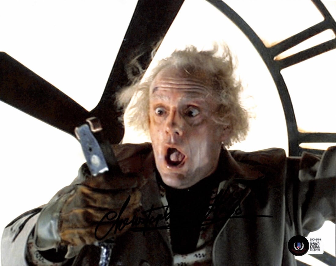 Christopher Lloyd Signed 8x10 Photo Back To The Future Beckett Certified: Christopher Lloyd Signed 8x10 Photo Back To The Future Beckett Certified This is an autographed 8x10 photograph of Christopher Lloyd, famous for his role as "Dr. Emmett Brown" in the iconic film serie