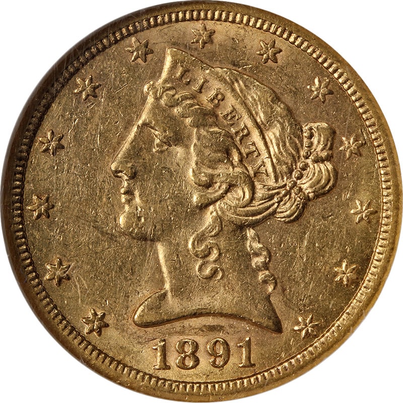 1891-CC Liberty Gold $5 Coin NGC AU58 Nice Strike (1 of 4)