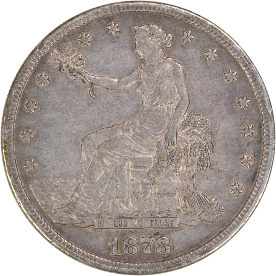 San Francisco 1878 Trade Dollar 90 Percent Silver EF Uncertified: San Francisco 1878 Trade Dollar 90 Percent Silver EF Uncertified This is an 1878-S Trade Silver Dollar from the United States, minted in San Francisco. The coin is circulated and graded EF (Extremely