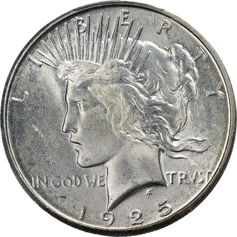 1925-S Peace Dollar CAC PCGS MS64+ Strong Strike Superb Appeal: 1925-S Peace Dollar CAC PCGS MS64+ Strong Strike Superb Appeal This stunning 1925-S Peace Dollar features a CAC sticker and is certified by PCGS with a grade of MS64+. It boasts superb eye appeal, cha