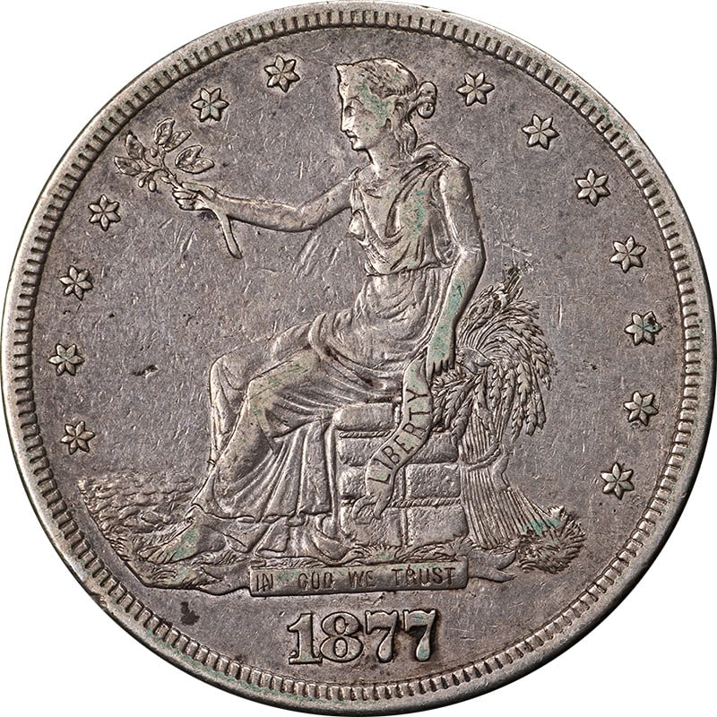 1877-S Trade Dollar Choice XF Silver Coin with Nice Eye Appeal: 1877-S Trade Dollar Choice XF Silver Coin with Nice Eye Appeal This 1877-S Trade Dollar showcases a stunning eye appeal and exceptional strike, making it a noteworthy addition for any collector. Minte