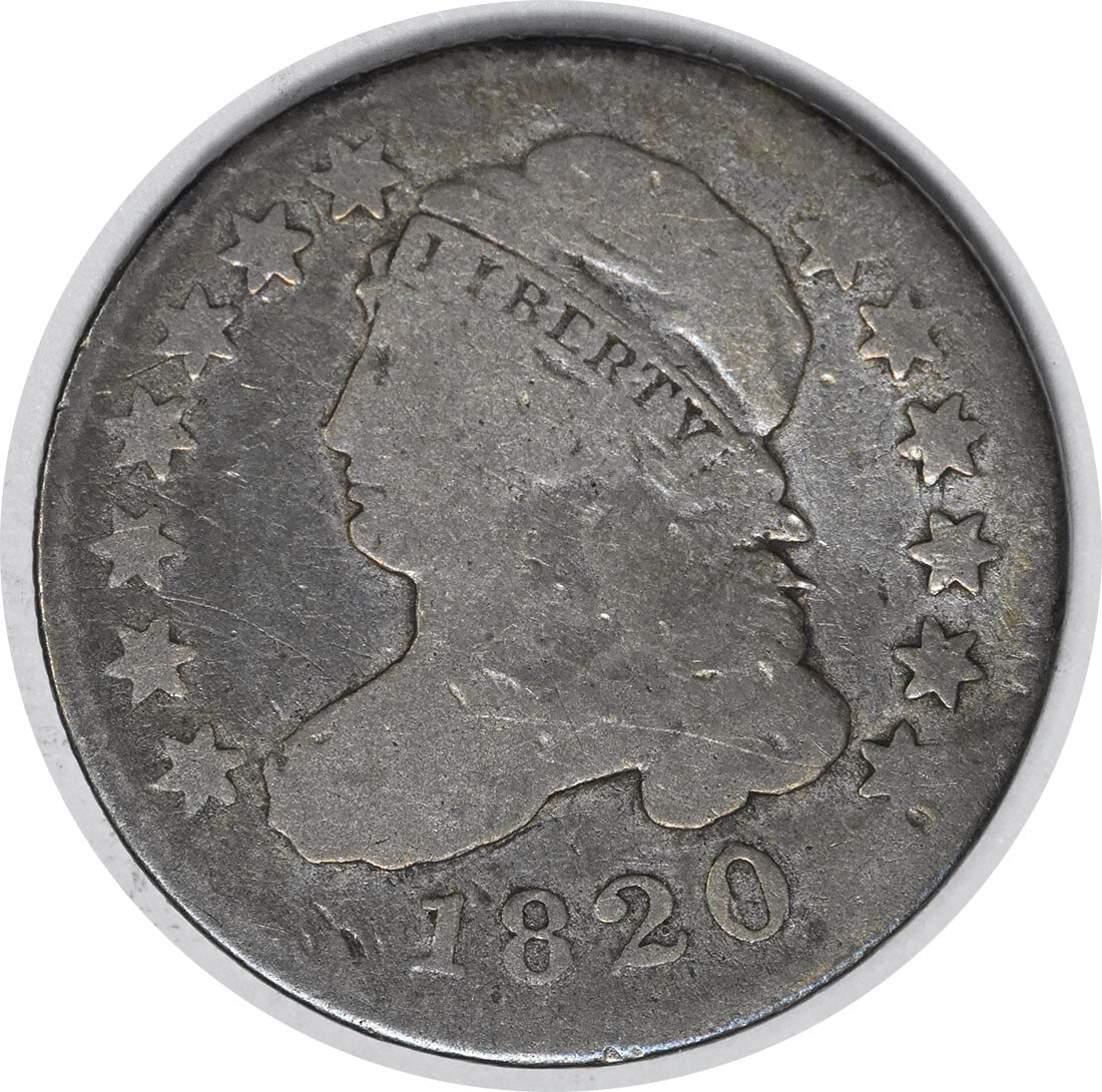 1820 Capped Bust Dime Silver Coin Obverse Cud Error Uncertified (1 of 2)