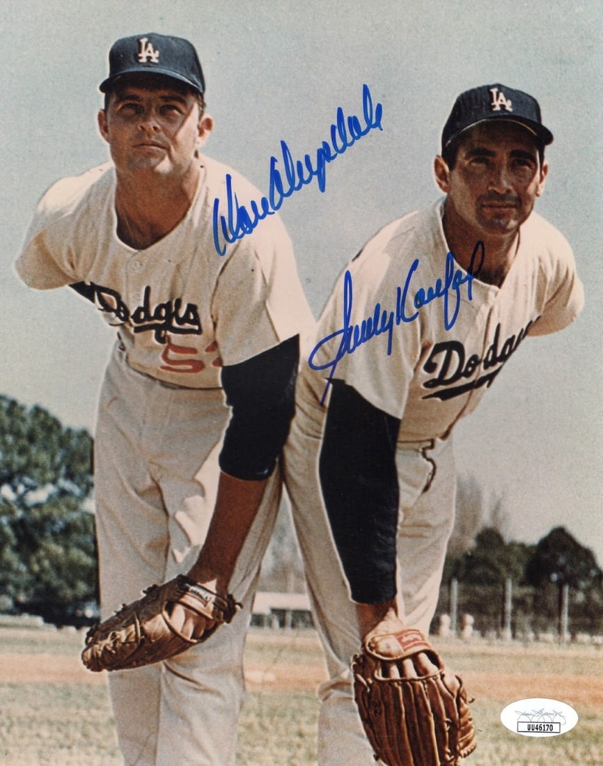 Sandy Koufax Don Drysdale Dual Signed 8X10 Photo Dodgers JSA Authenticated: Sandy Koufax Don Drysdale Dual Signed 8X10 Photo Dodgers JSA Authenticated This is an original 8X10 photograph featuring the legendary baseball players Sandy Koufax and Don Drysdale. The photo is dual