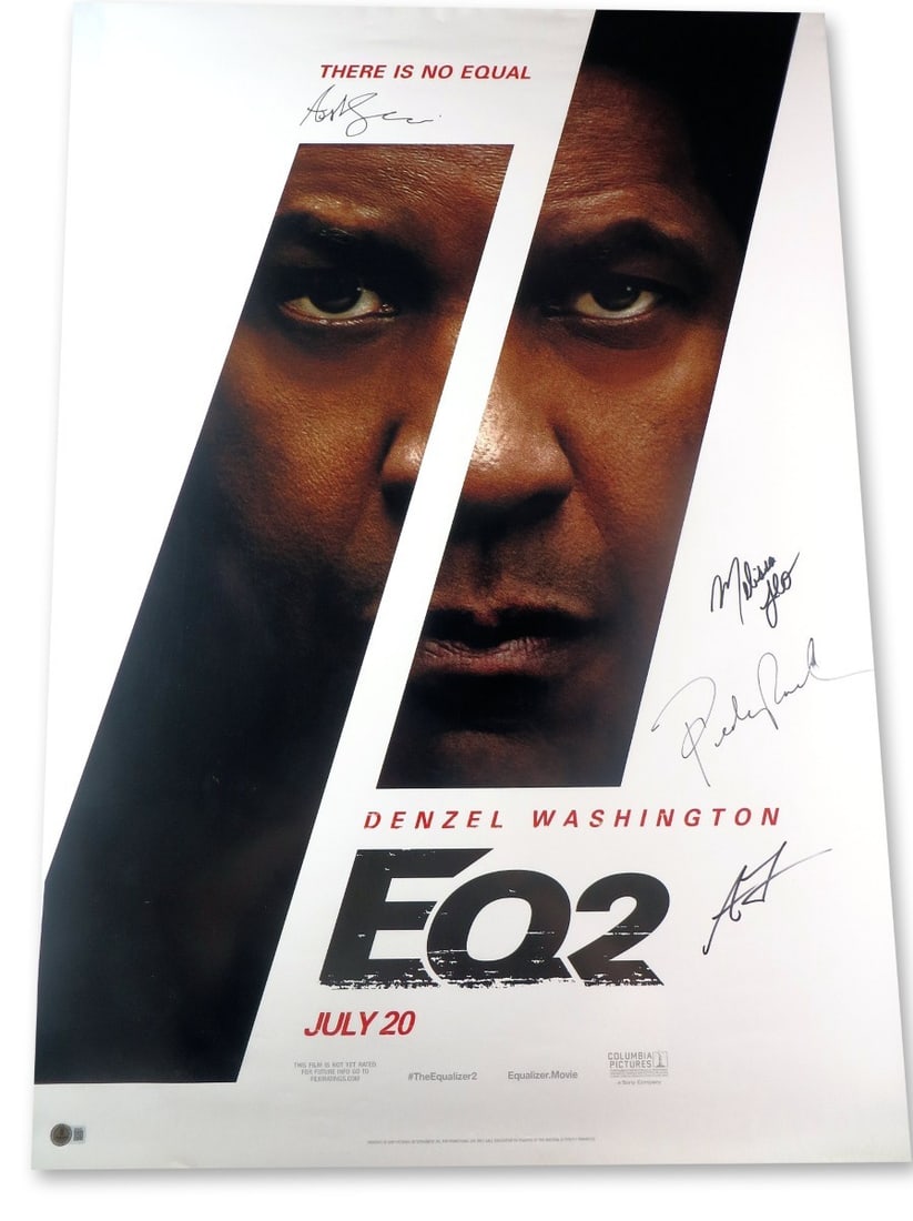 The Equalizer 2 Autographed Poster 27X40 Pascal Sanders Leo BAS: The Equalizer 2 Autographed Poster 27X40 Pascal Sanders Leo BAS This original 27" x 40" poster for "The Equalizer 2" features the autographs of notable cast members Pedro Pascal, Ashton Sanders, Melis