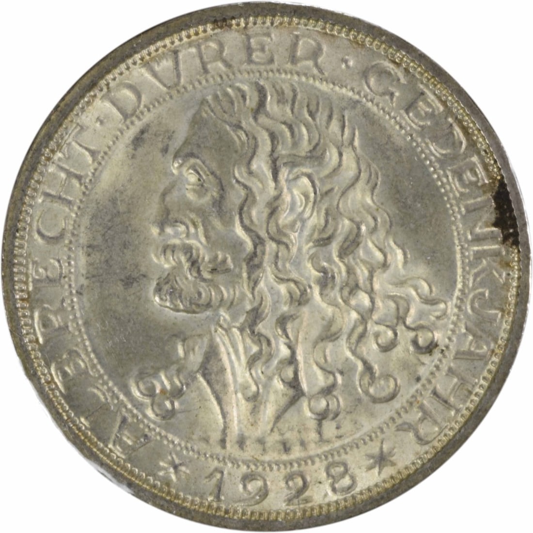 1928 D Germany Weimar 3 Mark Durer KM 58 Brilliant Uncirculated: 1928 D Germany Weimar 3 Mark Durer KM 58 Brilliant Uncirculated This 1928 D Germany Weimar 3 Mark coin features the KM 58 designation and is graded as Brilliant Uncirculated (BU). Although uncirculate