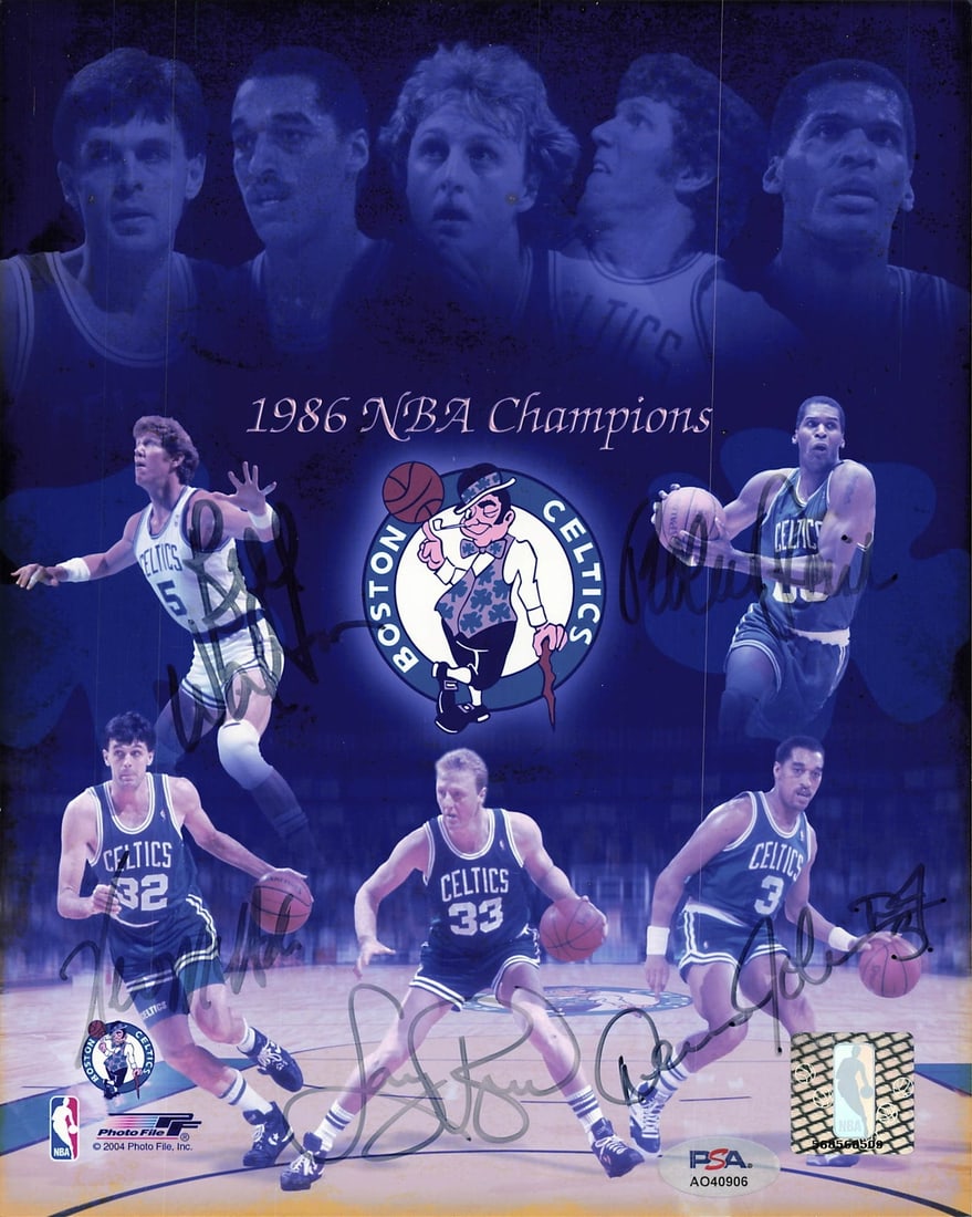 Boston Celtics Signed 8x10 Photo PSA/DNA Authenticated Bird McHale Walton: Boston Celtics Signed 8x10 Photo PSA/DNA Authenticated Bird McHale Walton This original 8x10 photograph features the signatures of Boston Celtics legends Larry Bird, Kevin McHale, Dennis Johnson, Robe