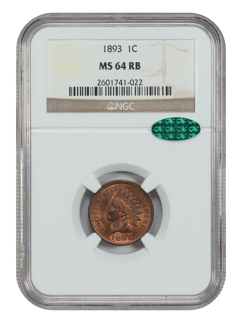 NGC CAC MS64RB 1893 Indian Head Cent Philadelphia Mint (1 of 4)