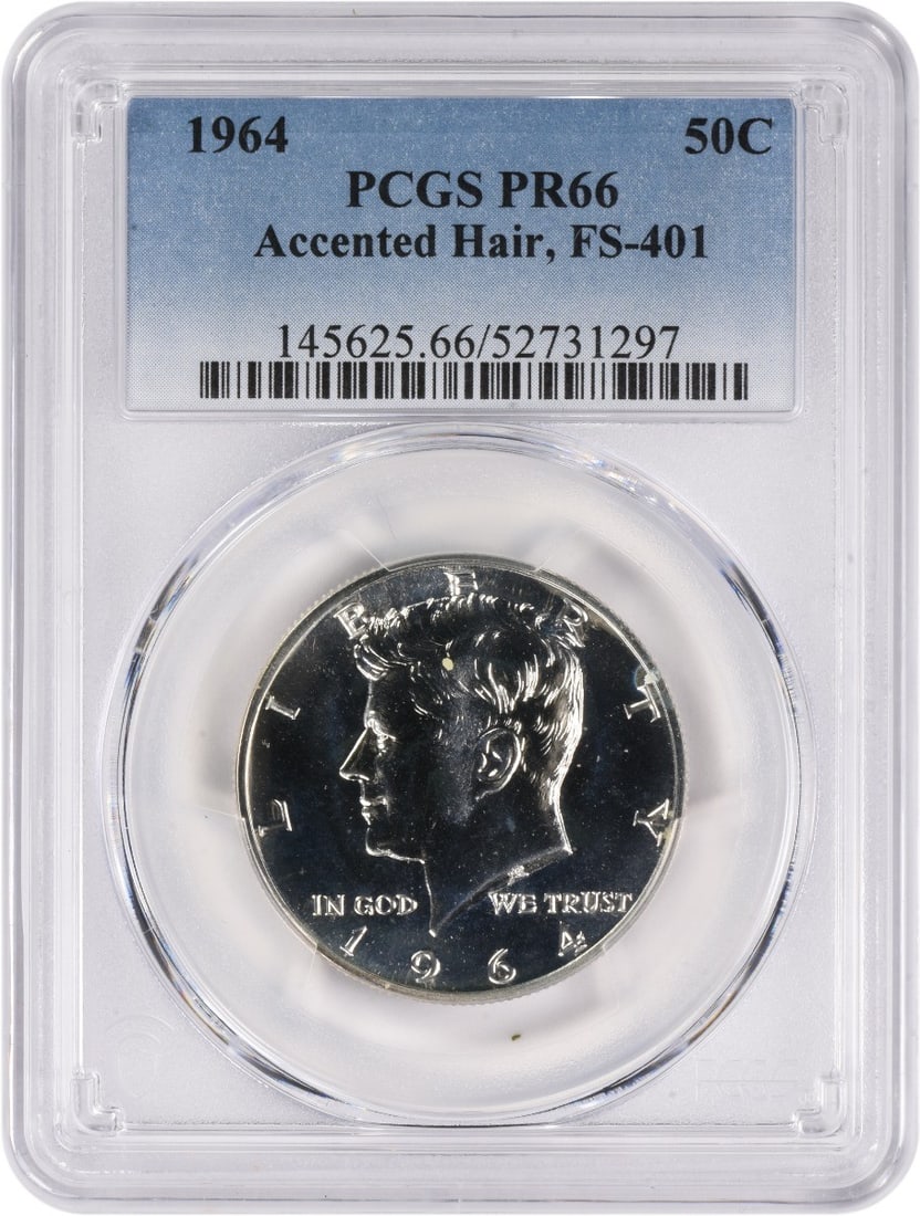 1964 Kennedy Silver Half Dollar Proof PR66 PCGS 90% Silver: 1964 Kennedy Silver Half Dollar Proof PR66 PCGS 90% Silver This 1964 Kennedy Silver Half Dollar is a stunning piece, graded PR66 by PCGS, showcasing its uncirculated condition. Struck in Philadelphia,